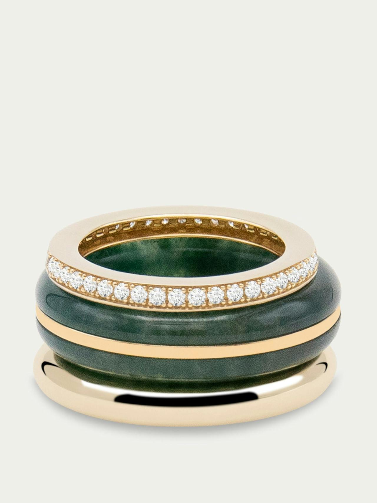 Moss agate classing stacking ring Rings By Pariah    - Collagerie