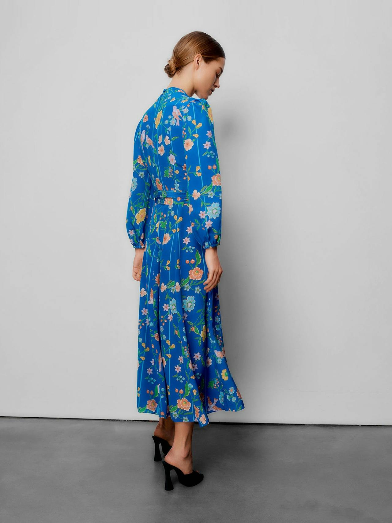 Bright blue Sonia bamboo and birds dress DRESSES Beulah London    - Collagerie