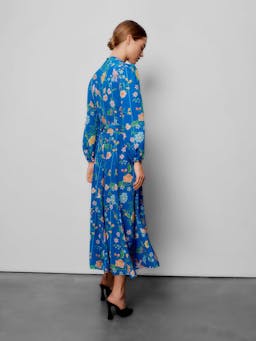 Bright blue Sonia bamboo and birds dress DRESSES Beulah London    - Collagerie