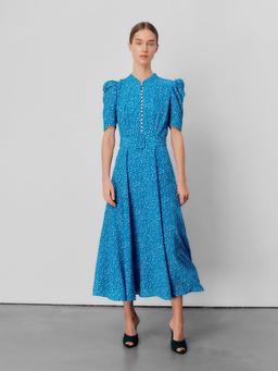 Bright blue Ahana polka dress DRESSES Beulah London    - Collagerie