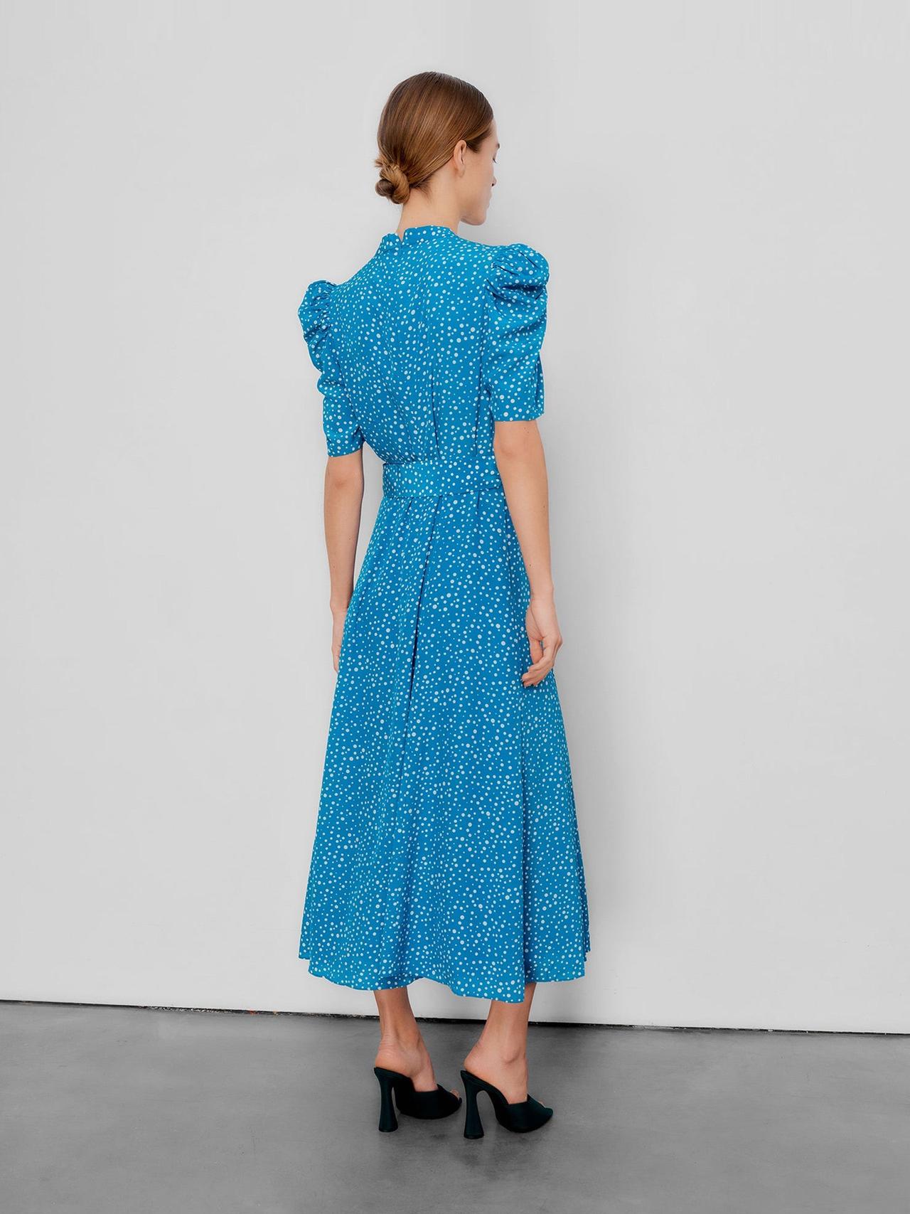 Bright blue Ahana polka dress DRESSES Beulah London    - Collagerie