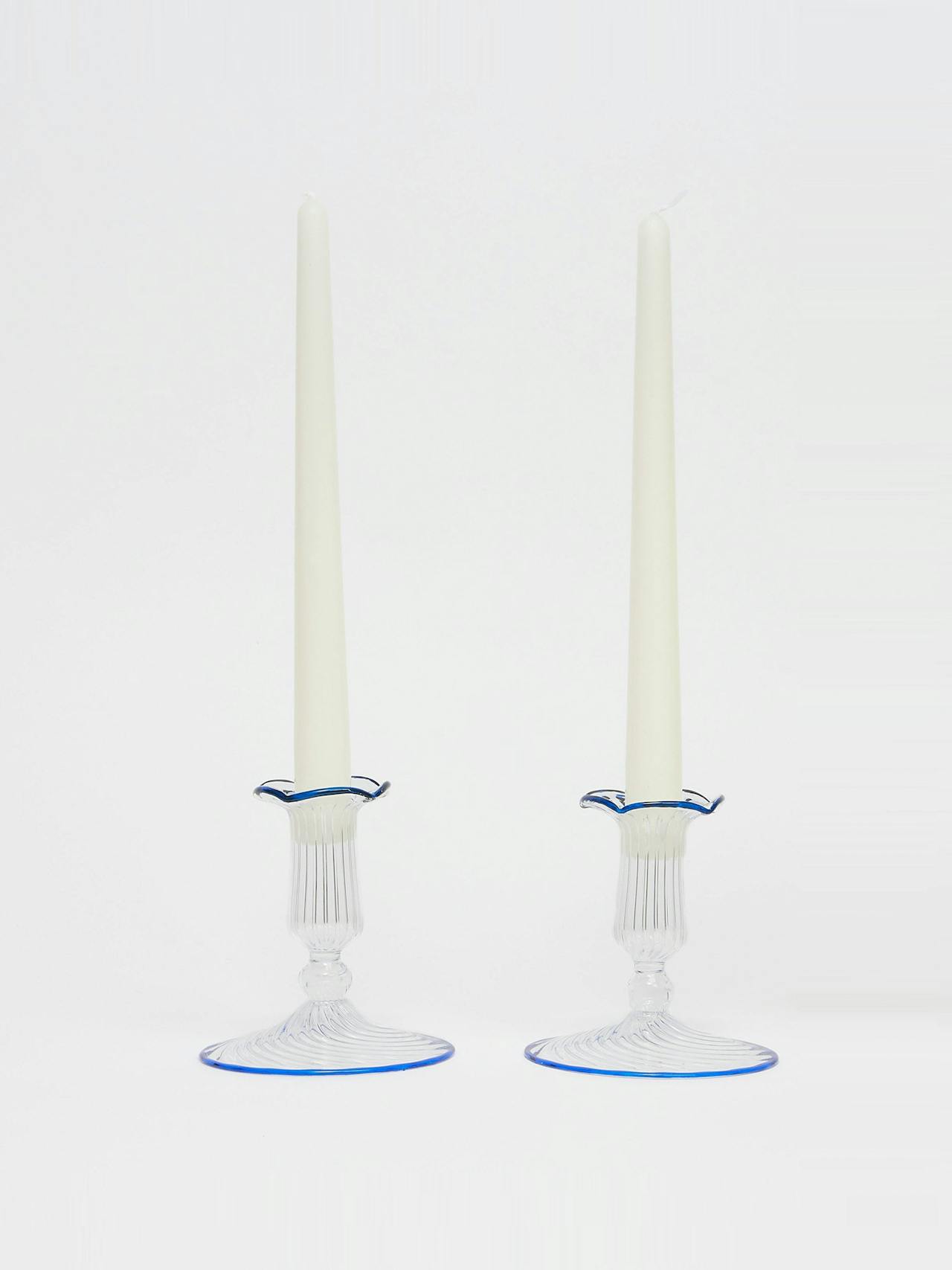 Blue Isla candle holders (set of 2)