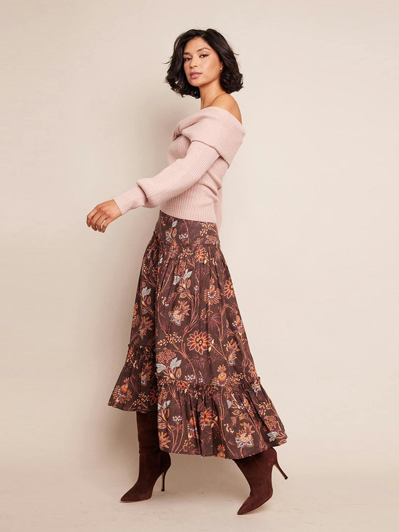 Brown vine blooms Tisbury skirt Skirts Cara Cara    - Collagerie