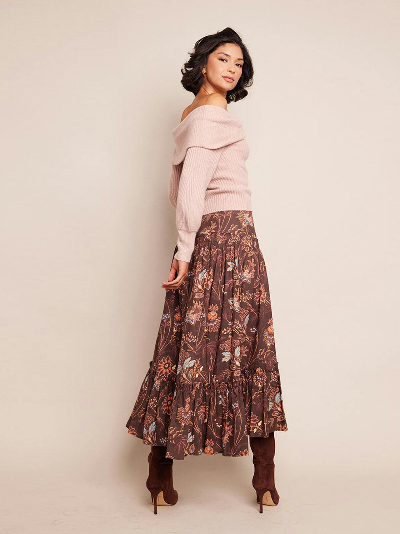 Brown vine blooms Tisbury skirt Skirts Cara Cara    - Collagerie