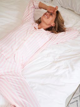 Pale pink stripe long pyjama set Long Pyjama Set Stripe & Stare    - Collagerie