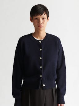 Navy Ada Geelong crewneck cardigan Clothing &Daughter    - Collagerie