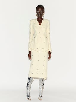 Yellow embellished crepe Milo jacket Coats & Jackets Huishan Zhang    - Collagerie