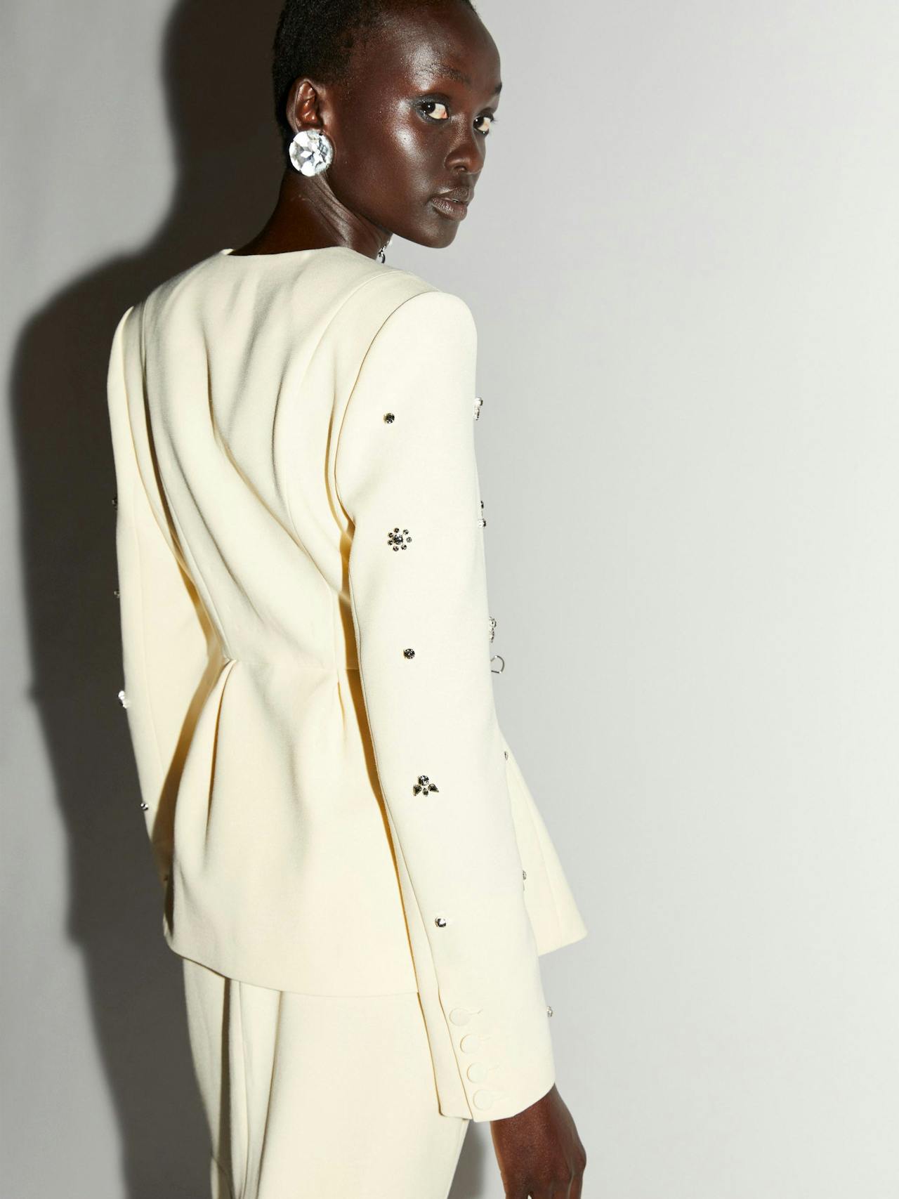 Yellow embellished crepe Milo jacket Coats & Jackets Huishan Zhang    - Collagerie