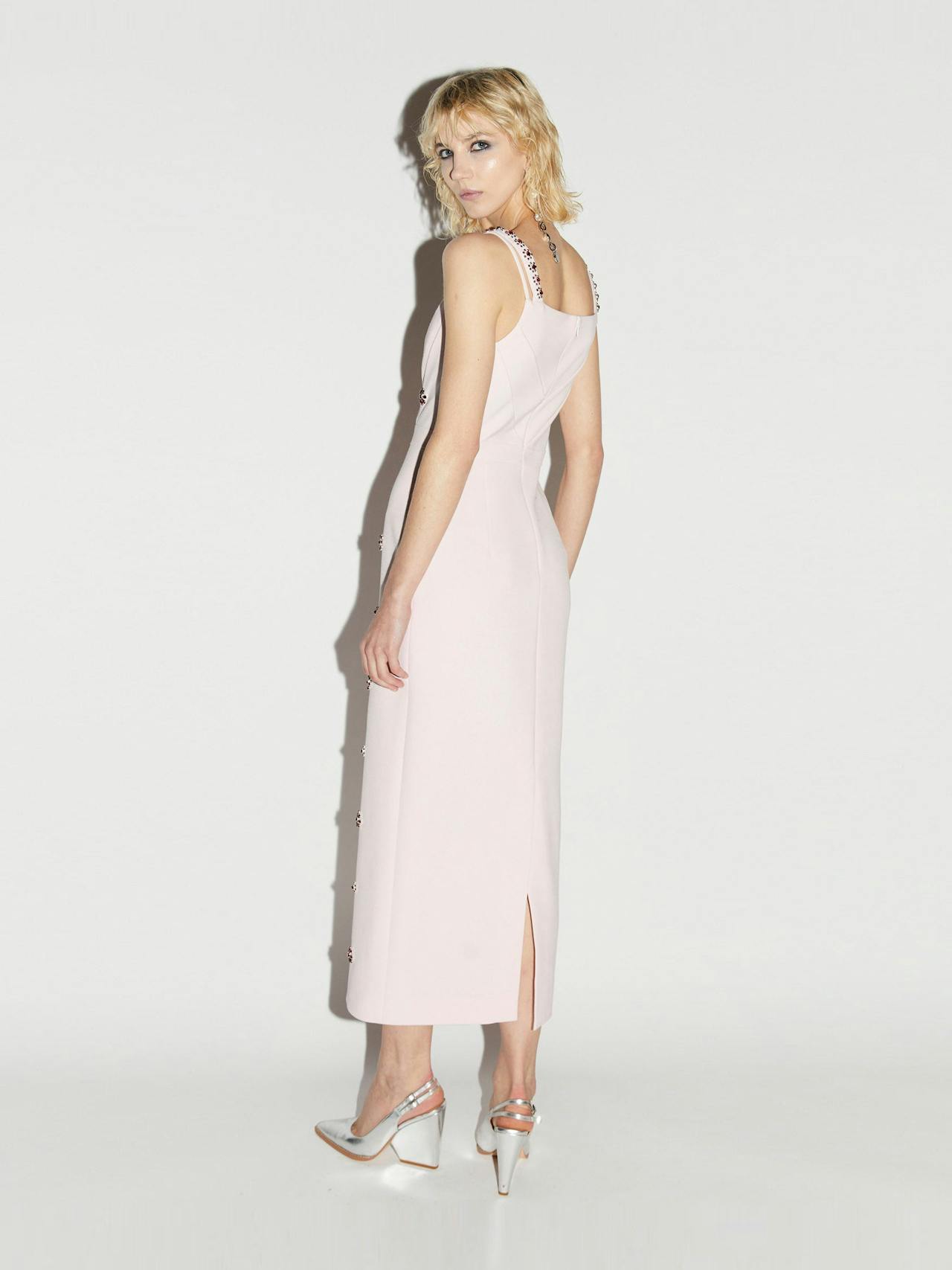 Pink embellished crepe Arlene dress Dresses Huishan Zhang    - Collagerie