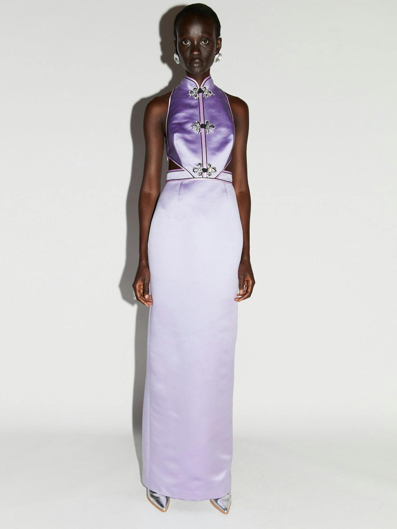 Lavender satin Leila gown Gown Huishan Zhang    - Collagerie