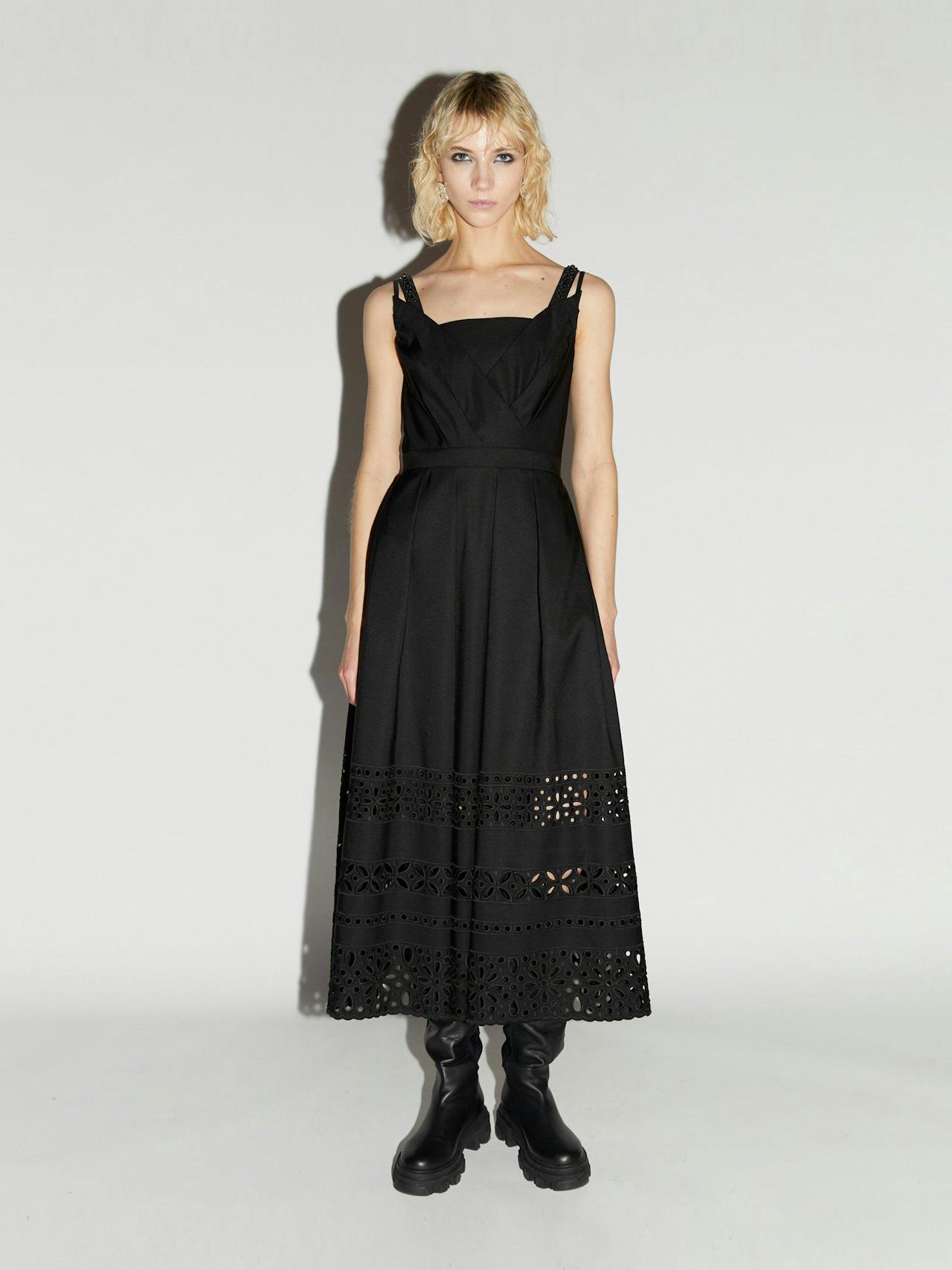 Black embellished faille Roseanna dress Dresses Huishan Zhang    - Collagerie