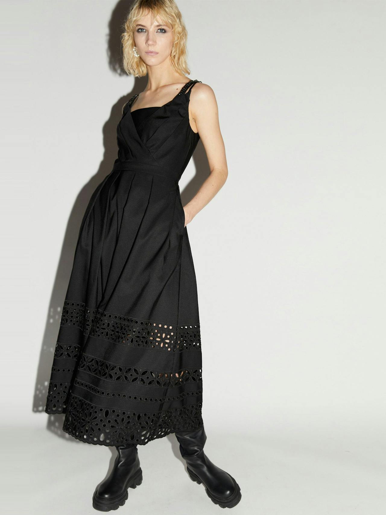 Black embellished faille Roseanna dress Dresses Huishan Zhang    - Collagerie