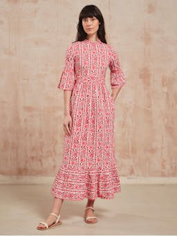 Rosewood border Savannah dress Dresses Pink City Prints    - Collagerie