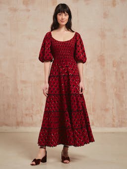 Rust polka Angelina dress Dresses Pink City Prints    - Collagerie