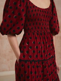 Rust polka Angelina dress Dresses Pink City Prints    - Collagerie