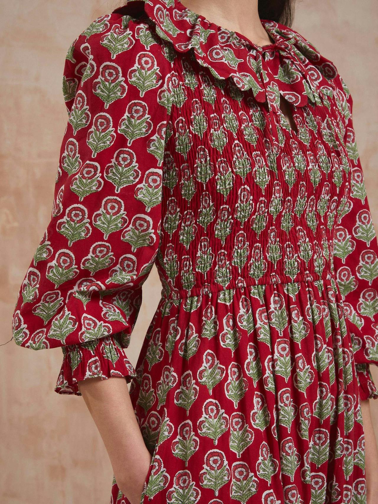 Burgundy buta Rita dress Dresses Pink City Prints    - Collagerie