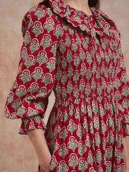 Burgundy buta Rita dress Dresses Pink City Prints    - Collagerie