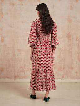 Burgundy buta Rita dress Dresses Pink City Prints    - Collagerie