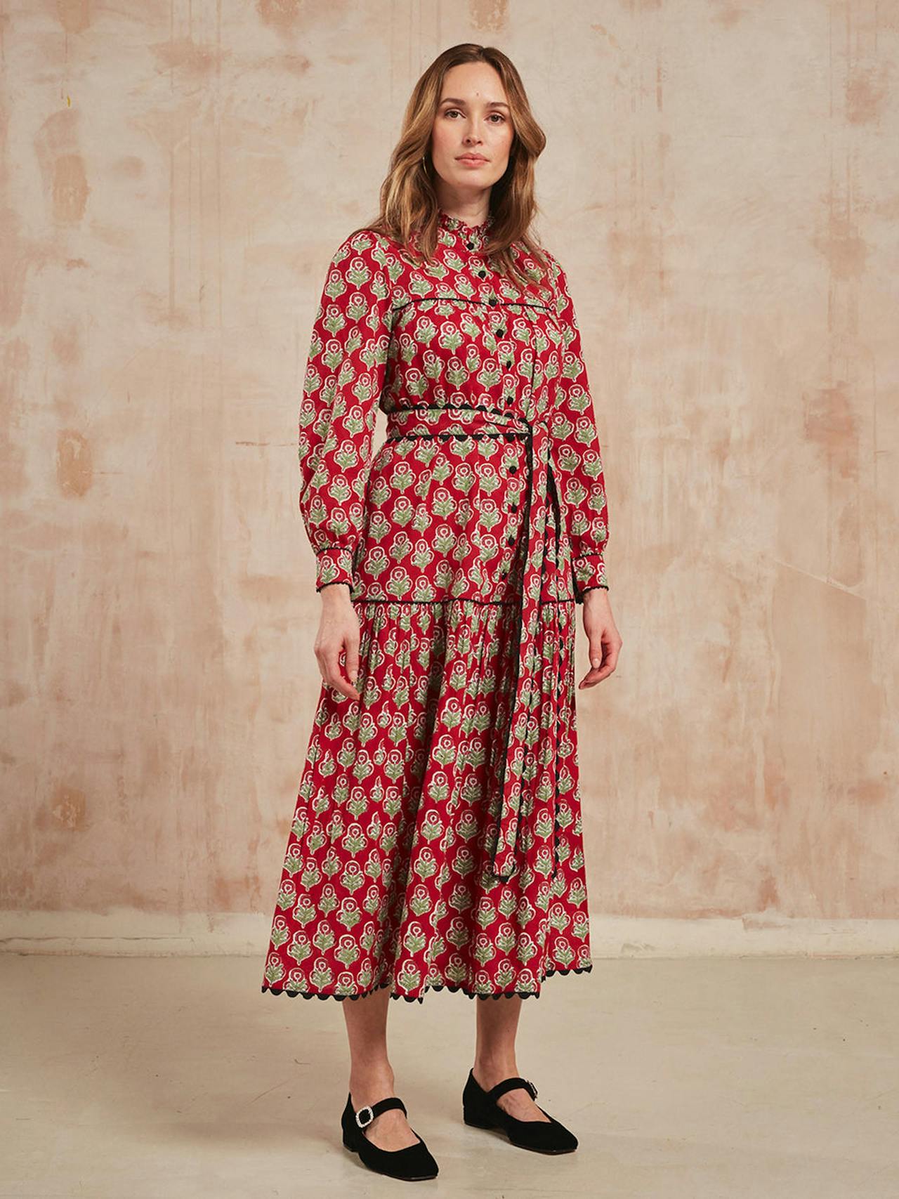 Burgundy buta Margot dress Dresses Pink City Prints    - Collagerie