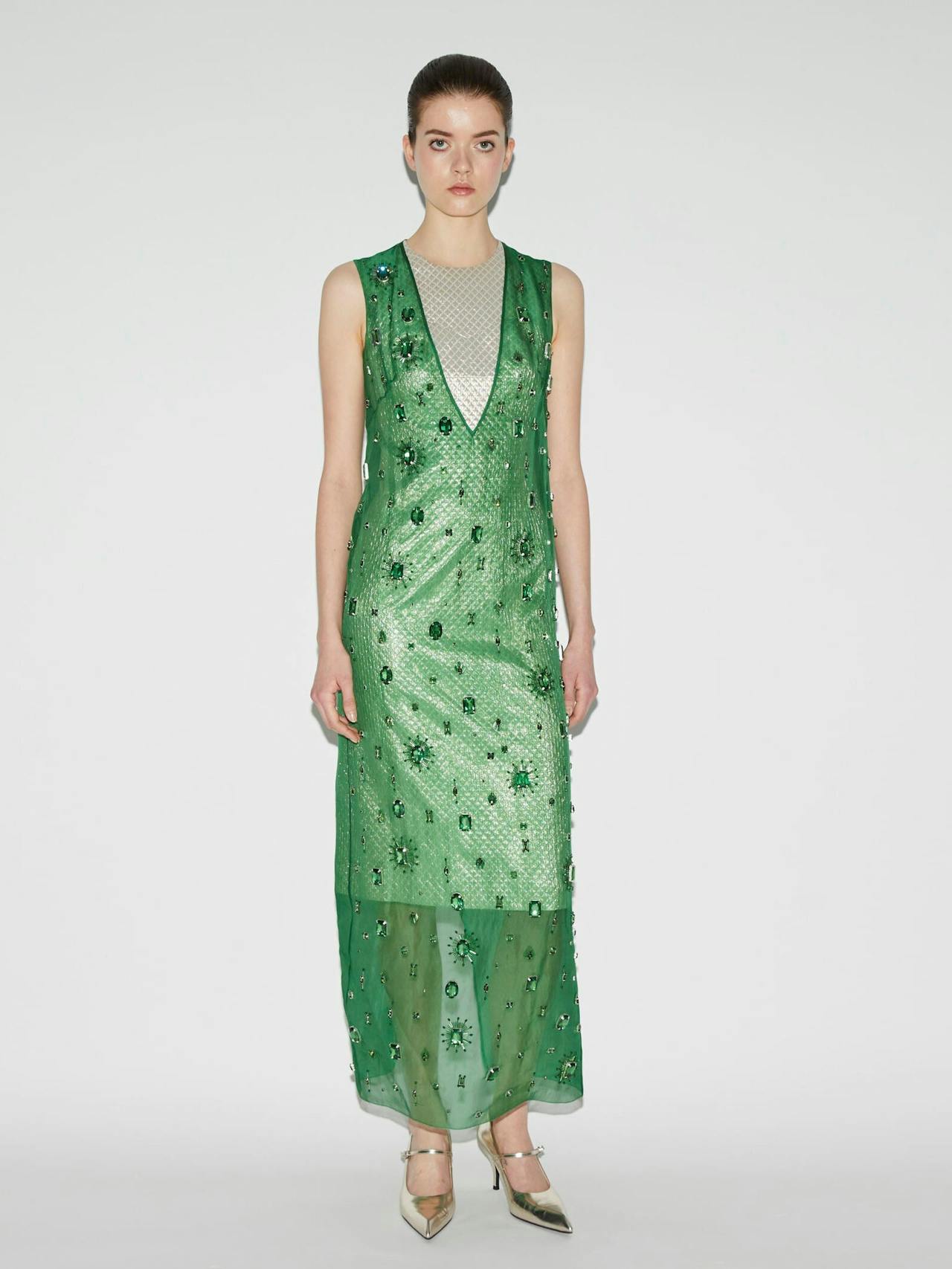 Grazia dress emerald embellished organza Dresses Huishan Zhang    - Collagerie