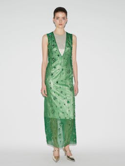 Grazia dress emerald embellished organza Dresses Huishan Zhang    - Collagerie