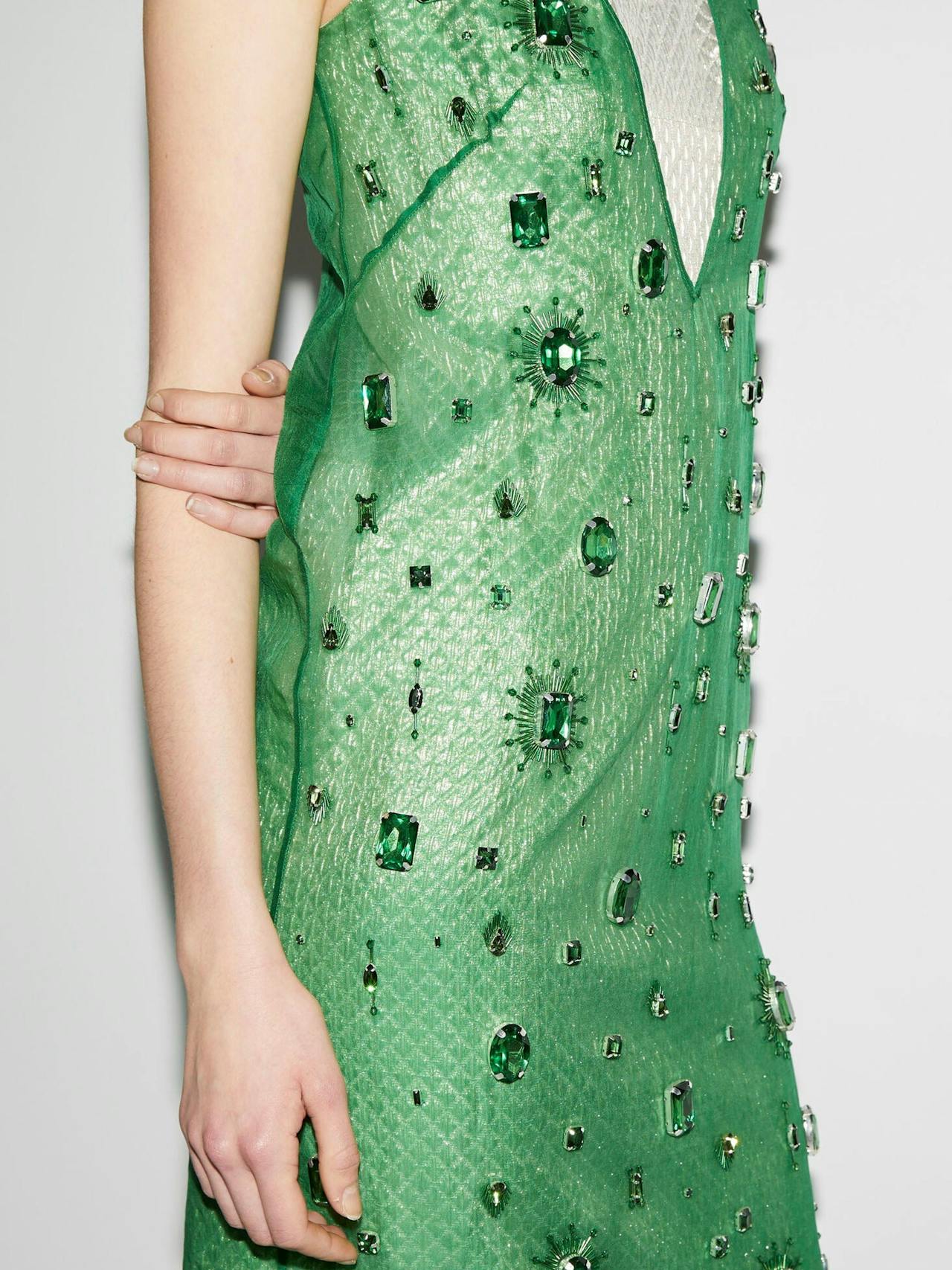 Grazia dress emerald embellished organza Dresses Huishan Zhang    - Collagerie