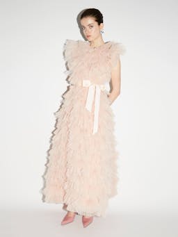 Annalise gown peach tulle Gown Huishan Zhang    - Collagerie