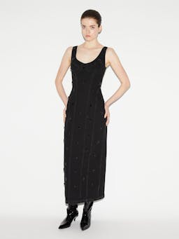 Rosemary dress black embellished denim Dresses Huishan Zhang    - Collagerie