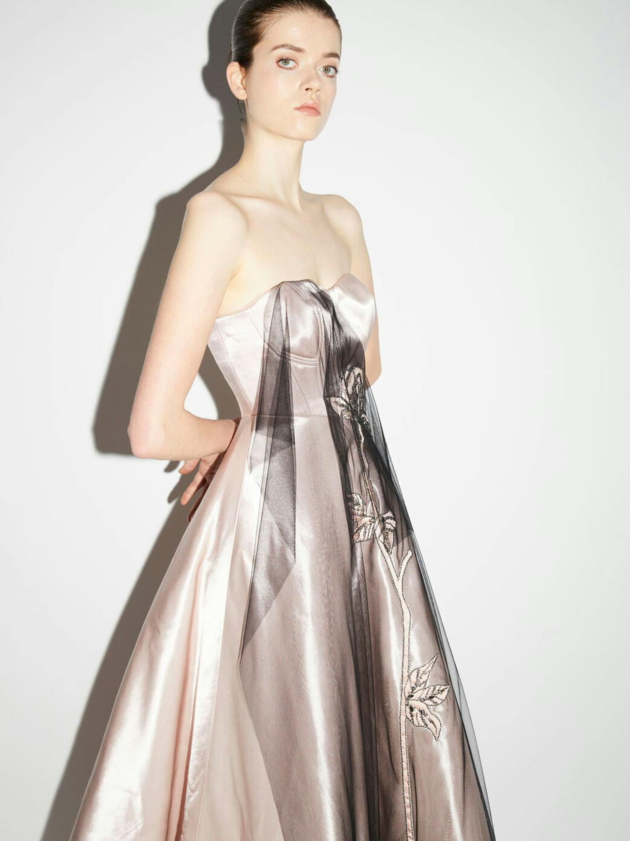 Gail dress rose satin and embellished tulle Dresses Huishan Zhang    - Collagerie