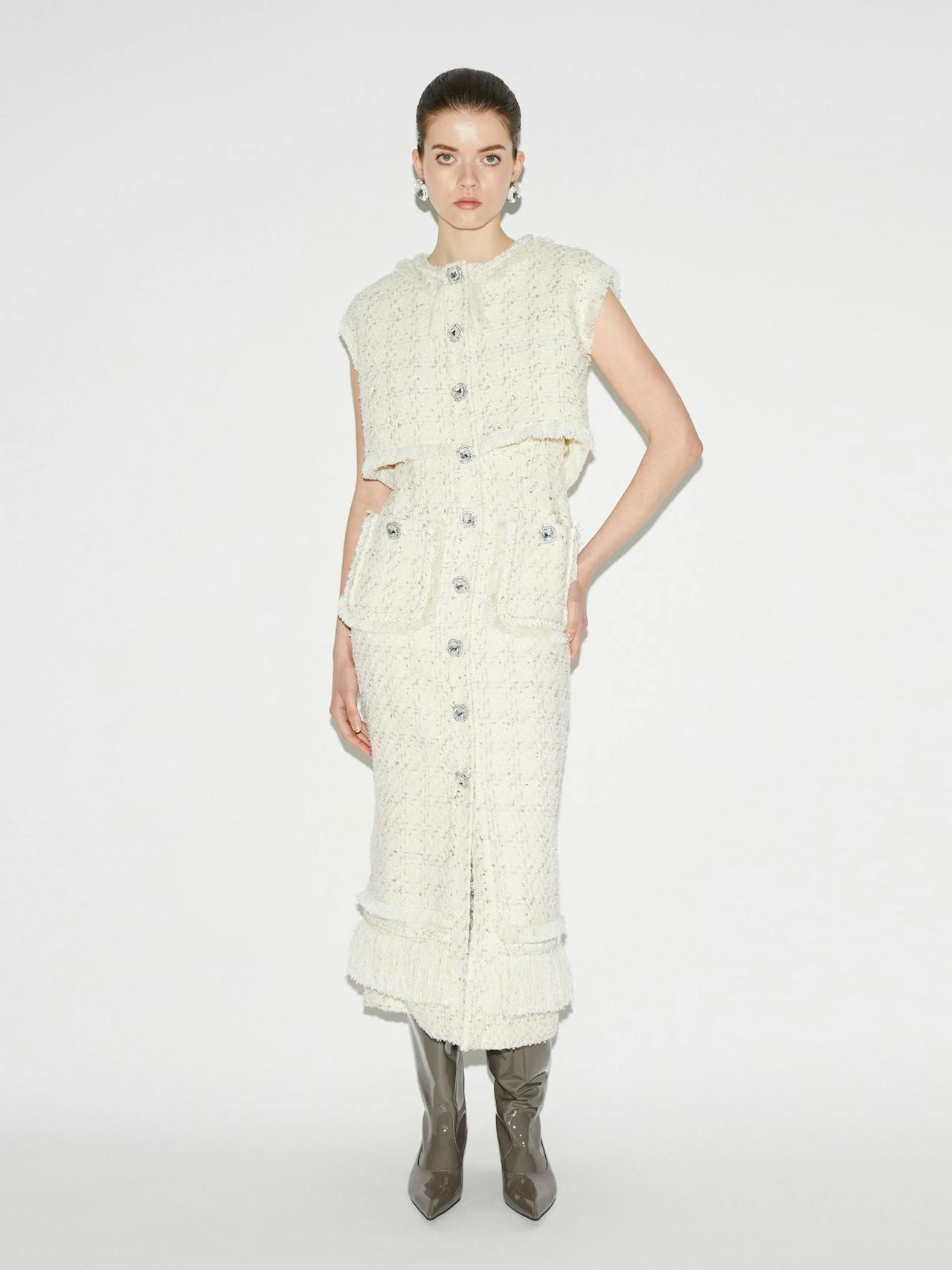 Peyton vest ivory tweed Dresses Huishan Zhang    - Collagerie