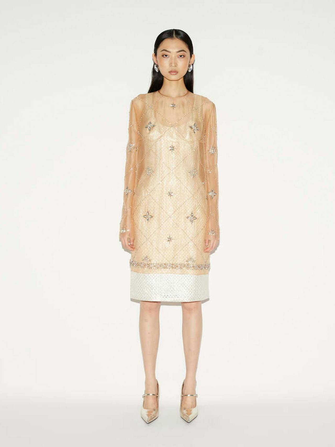 Lilah dress champagne embellished organza Dresses Huishan Zhang    - Collagerie