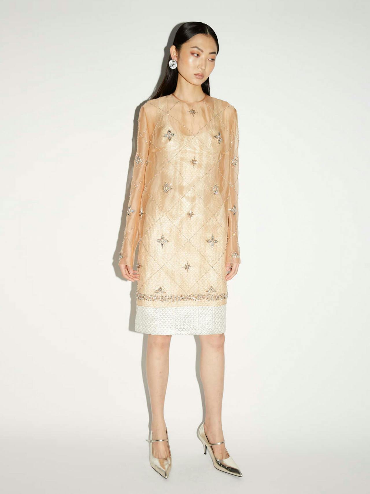 Lilah dress champagne embellished organza Dresses Huishan Zhang    - Collagerie