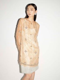 Lilah dress champagne embellished organza Dresses Huishan Zhang    - Collagerie