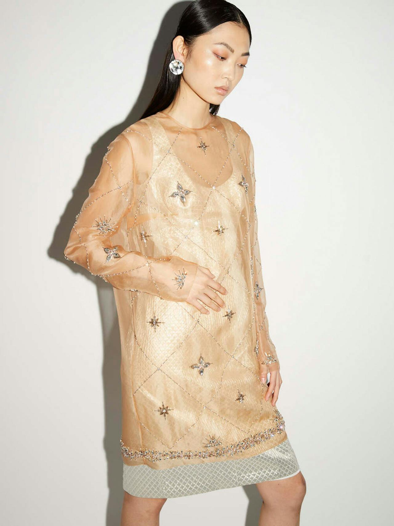 Lilah dress champagne embellished organza Dresses Huishan Zhang    - Collagerie