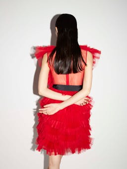 Gianna dress red tulle Gown Huishan Zhang    - Collagerie