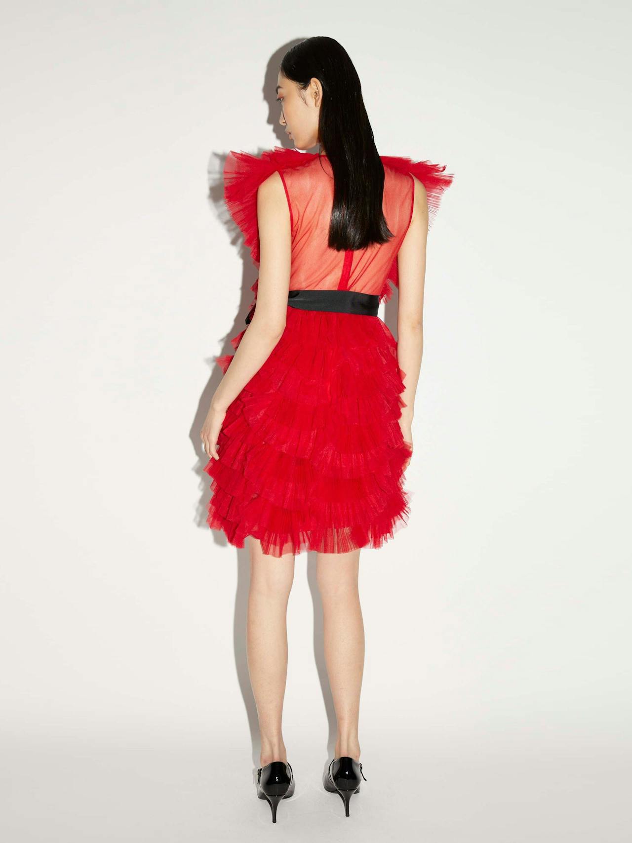 Gianna dress red tulle Gown Huishan Zhang    - Collagerie