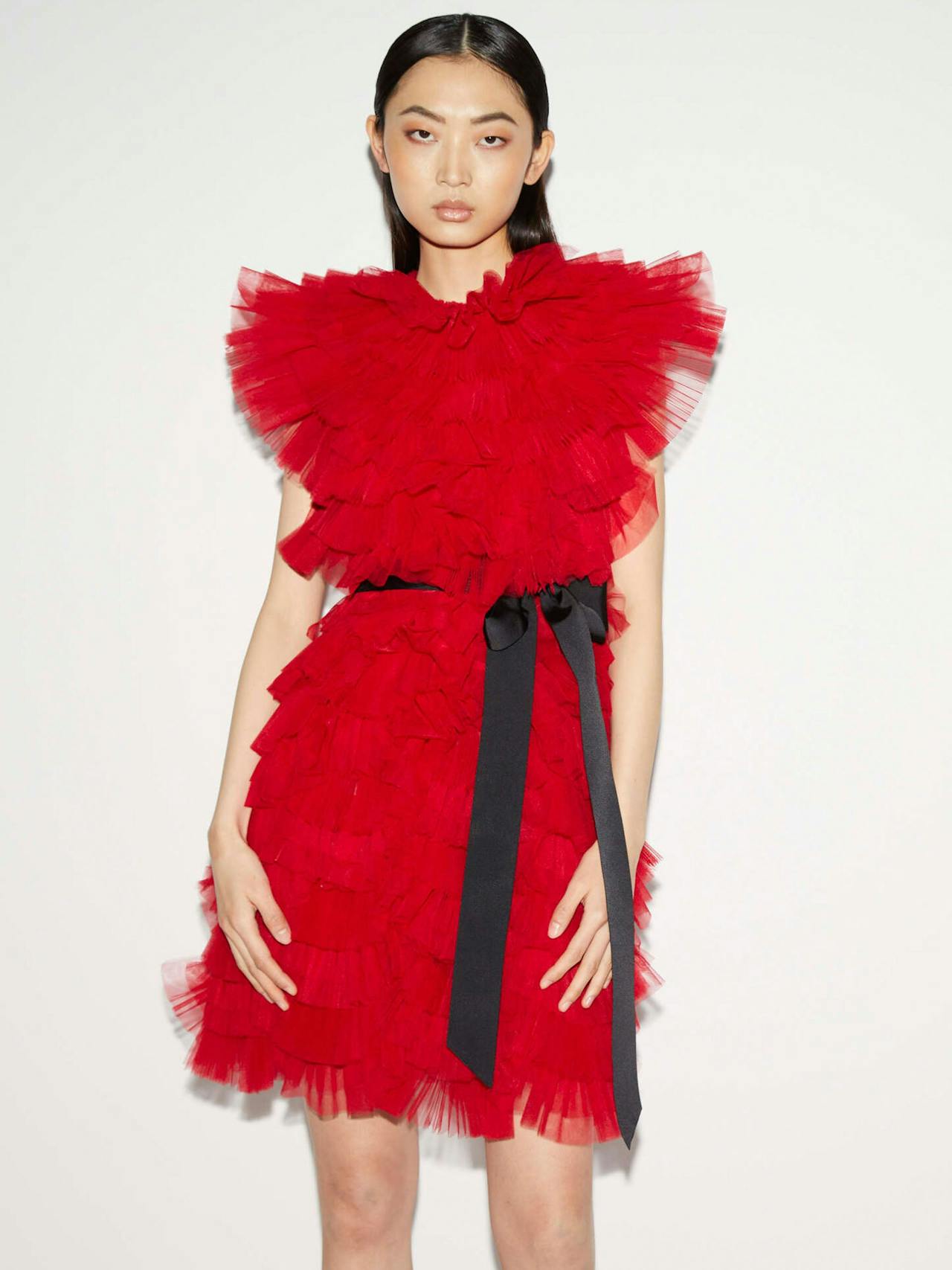 Gianna dress red tulle Gown Huishan Zhang    - Collagerie