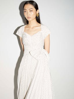 Tabitha dress white and black polka dot flocked crepe de chine Dresses Huishan Zhang    - Collagerie