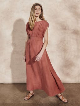 Sofia brick linen dress Dresses Mondo Corsini    - Collagerie