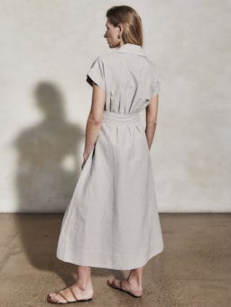 Lucy white and moss linen weave dress Dresses Mondo Corsini    - Collagerie