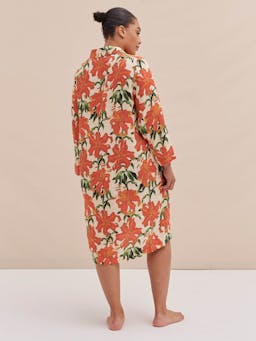 Kaftan lilium orange cream linen Kaftan Desmond & Dempsey    - Collagerie