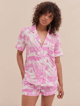 Short pyjama set loxodonta print pink Short Pyjama Set Desmond & Dempsey    - Collagerie