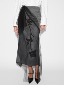 Thalia skirt grey tailoring embellished tulle Skirts Huishan Zhang    - Collagerie