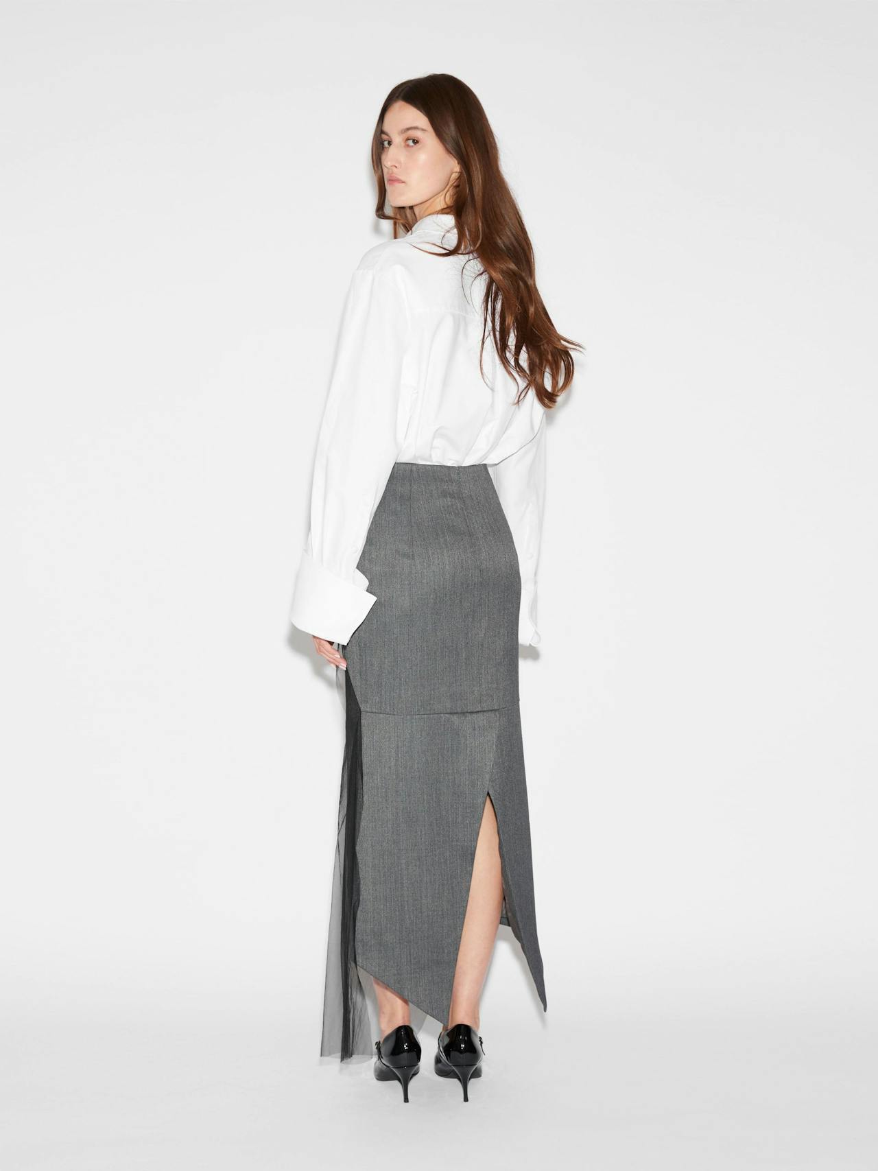 Thalia skirt grey tailoring embellished tulle Skirts Huishan Zhang    - Collagerie