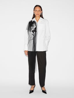 Thelma shirt white cotton embroidered tulle Shirts & Tops Huishan Zhang    - Collagerie