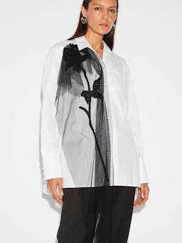 Thelma shirt white cotton embroidered tulle Shirts & Tops Huishan Zhang    - Collagerie