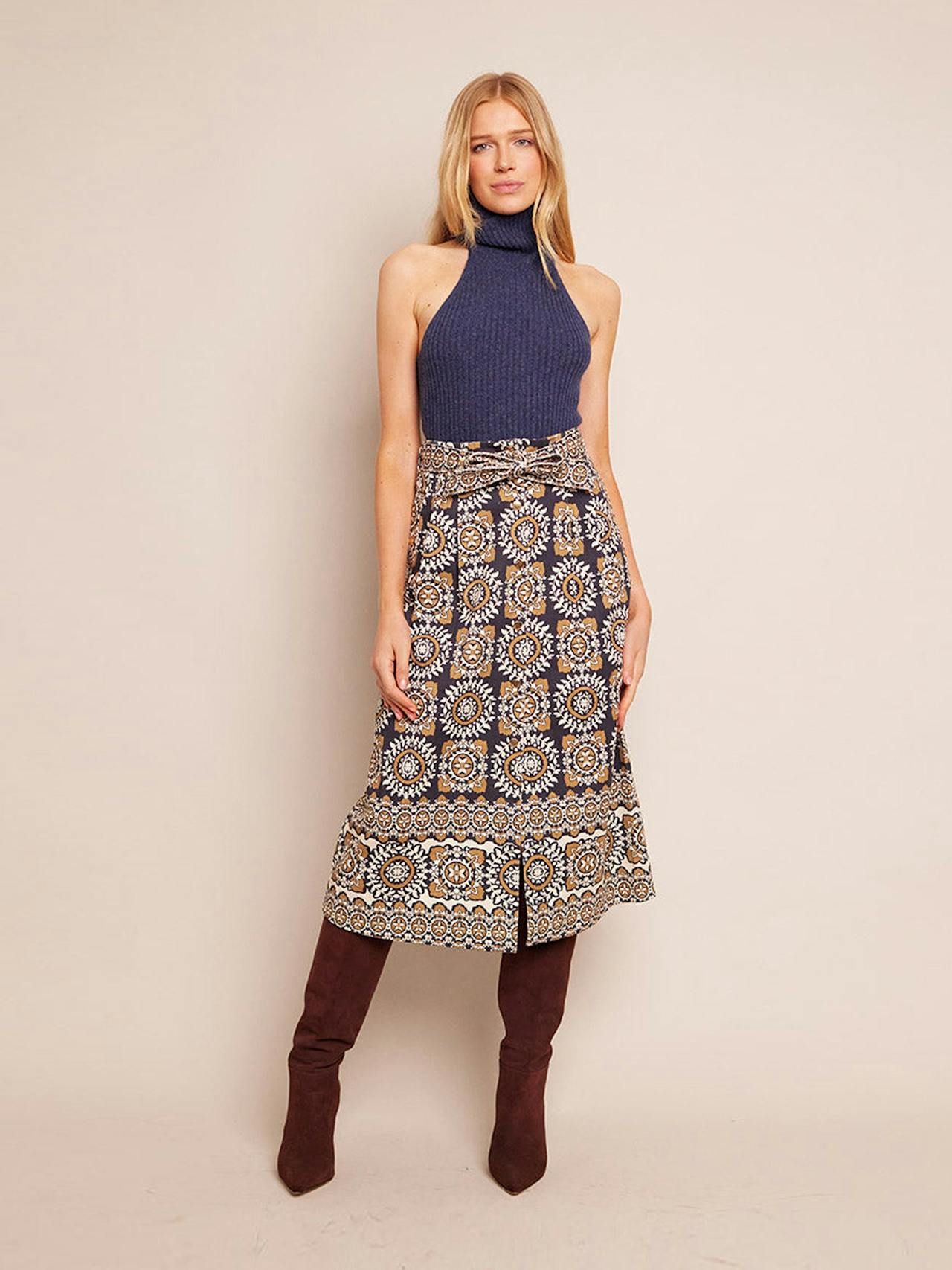 Blue medallion tile Oslo skirt Skirts Cara Cara    - Collagerie