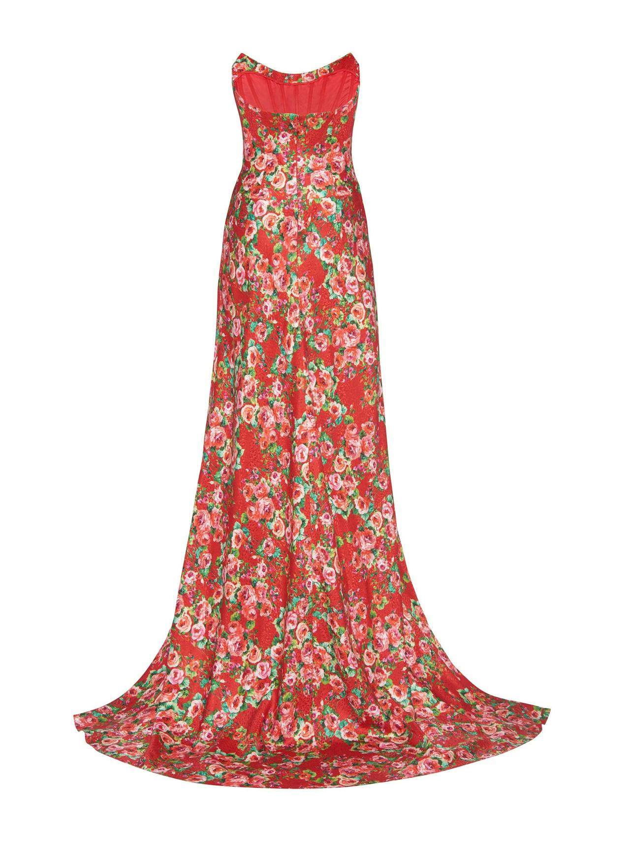 Red rose floral draped Tallulah gown Clothing Markarian    - Collagerie