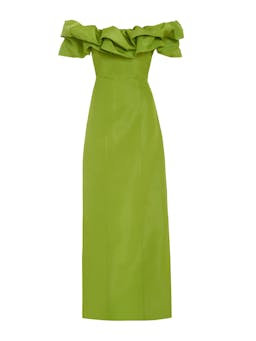 Etta chartreuse silk faille ruffle gown Clothing Markarian    - Collagerie