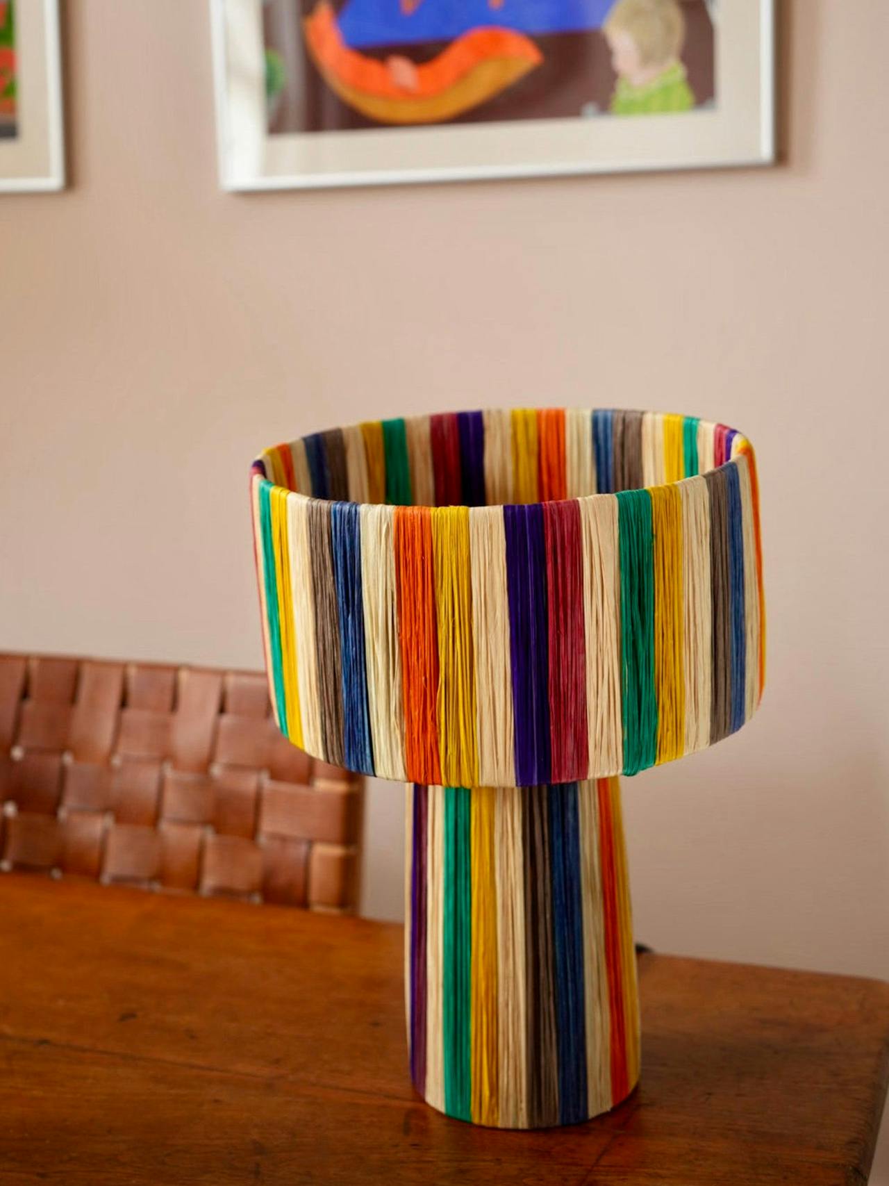 Rainbow raffia lamp  Flukette    - Collagerie